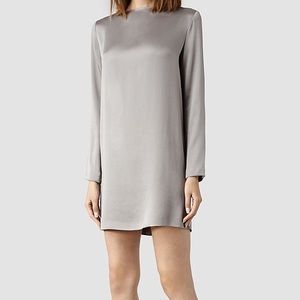 AllSaints silk YVE dress (color: ink/silver)